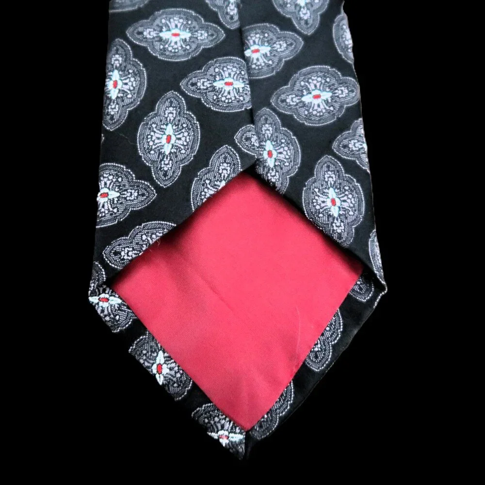John Henry Mens Formal Neck Tie Black Red White Tux Dress Vintage